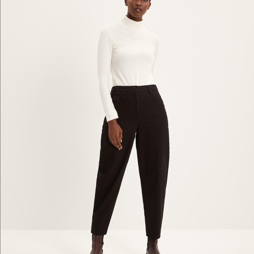 NWT Frank & Oak Amelia Barrel Fit Cotton Twill Black Balloon Fit Pant